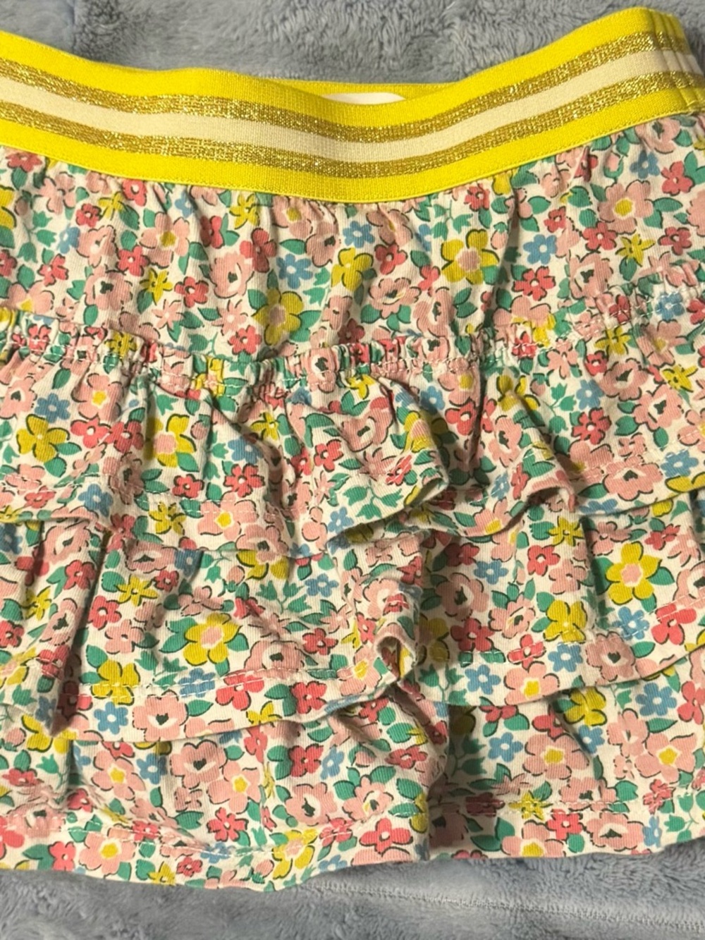 Mini Boden Toddler Girls Floral Skirt 3-4Y 104cm Ruffle Layered Yellow Waistband